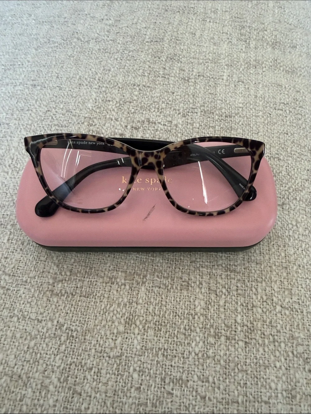kate spade Tortoise Cat-Eye Glasses with Pink Case